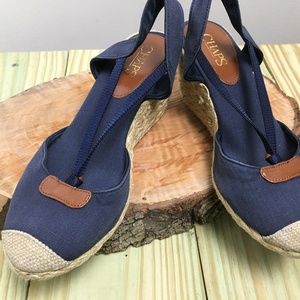Chaps Blue Canvas Wedge/Esparille